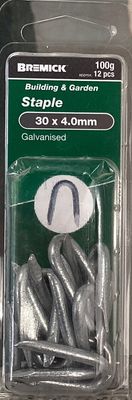 Fence Staples 30x4.0mm pk12 Galv