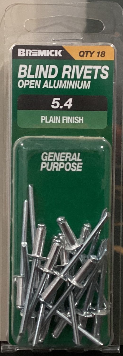 Rivets Alumin/Steel Open 5.4 pk18