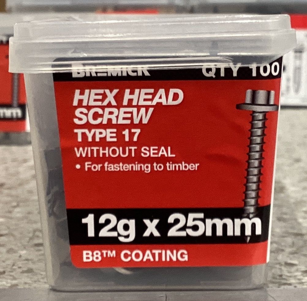 Tec screw T17-12gx25mm pk100