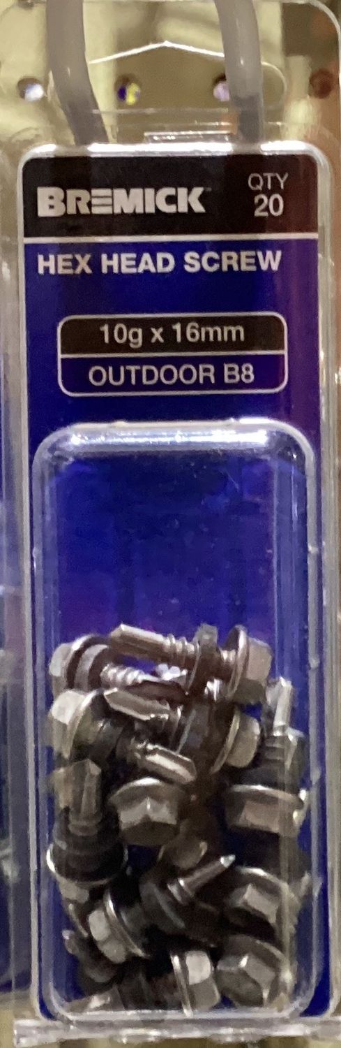 Tec screw 10gx16mm Pk20 w/neo