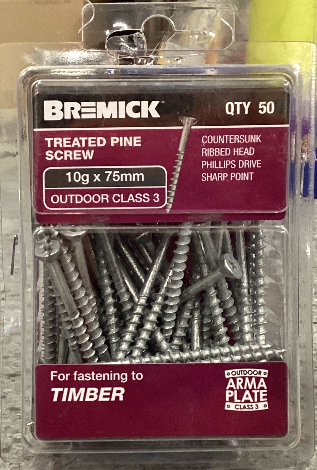 Treated pine screws 10g x 75mm pk50