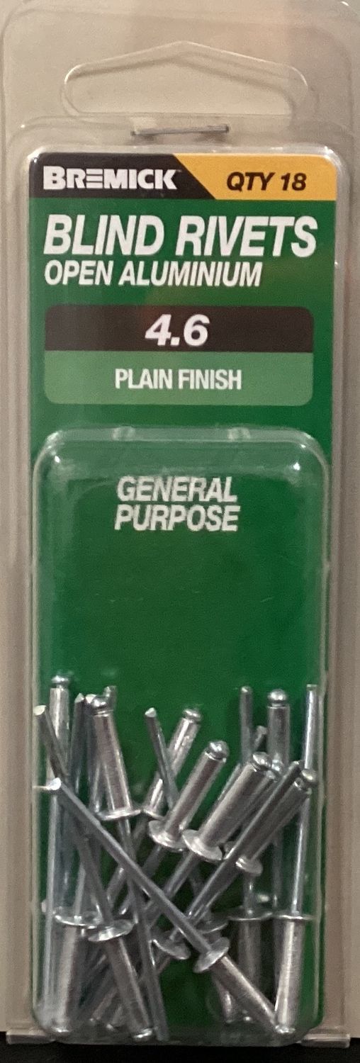 Rivets Alumin/Steel Open 4.6 pk18