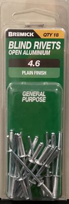 Rivets Alumin/Steel Open 4.6 pk18