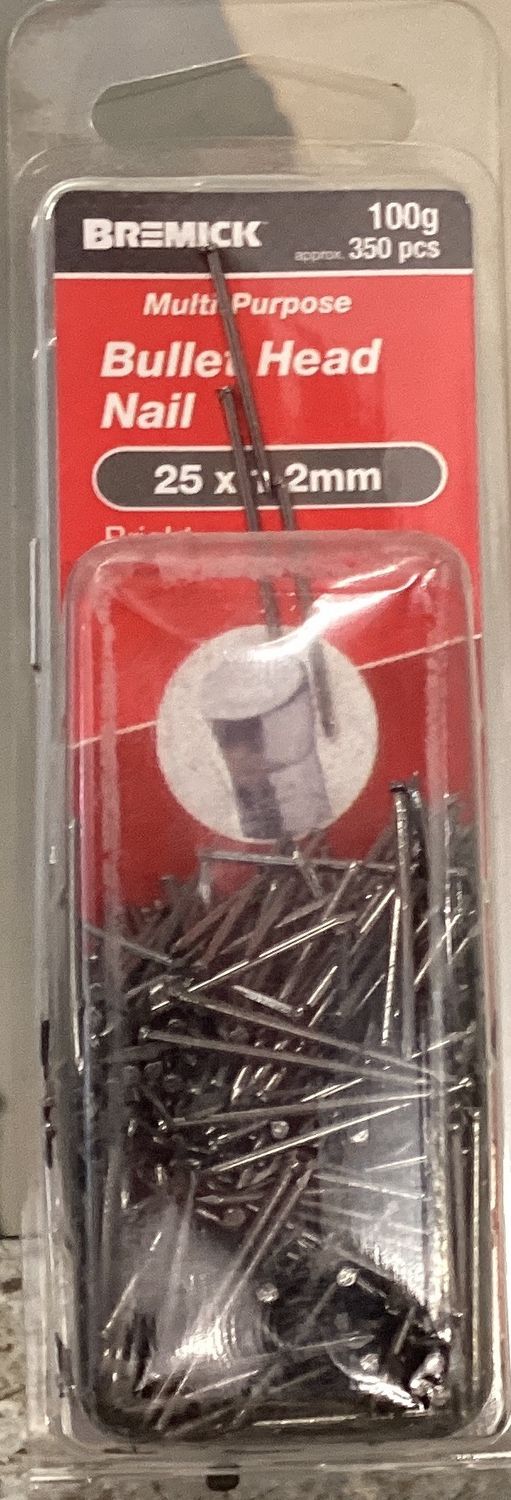 Nails Bullet head 25x1.2mm pk350 bright