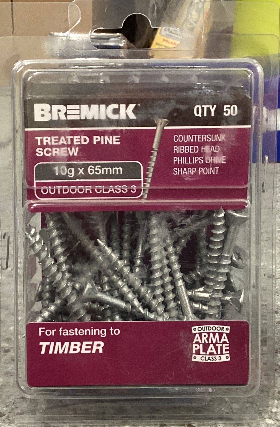Treated pine screws 10g x 65mm pk50