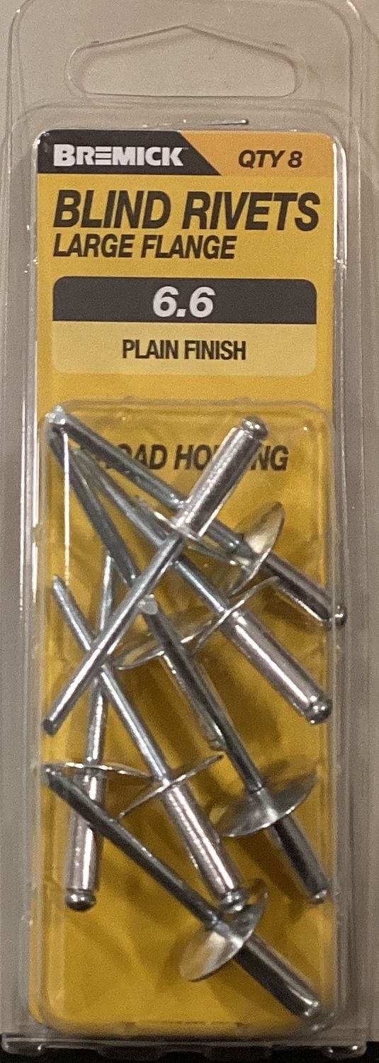 Rivets Alumin/Steel Open 6.6 pk8