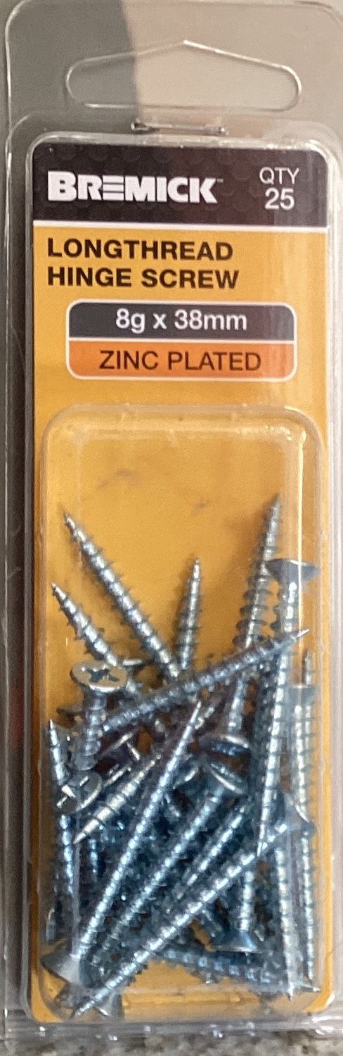 Timber screw 8gx38mm Pk25 Csk Zinc