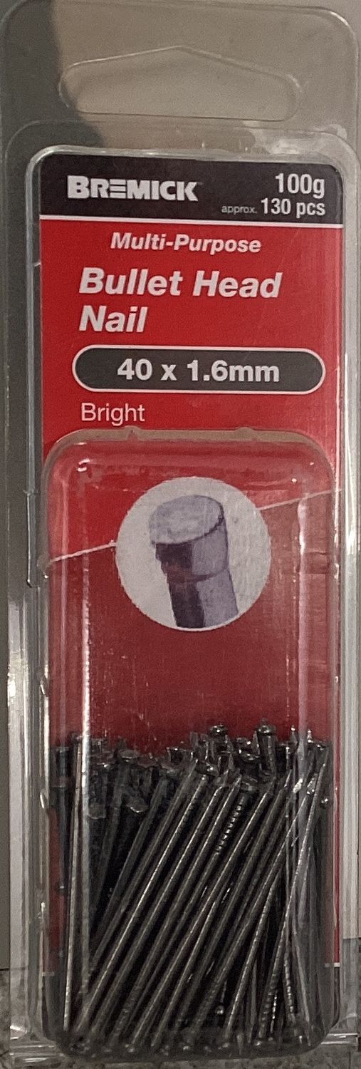 Nails Bullet head 40x1.6mm pk130 bright