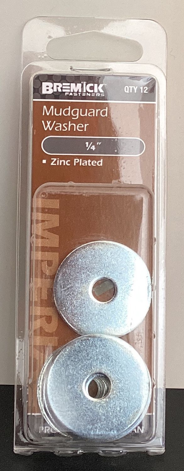Flat washer 1/4" Pk12 mud guard washer