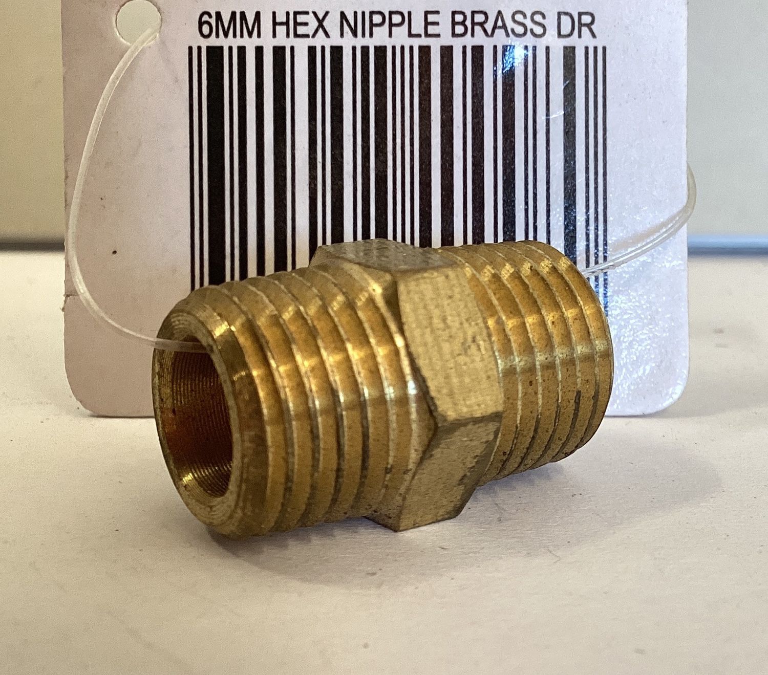 Brass Hex Nipple 6mm (1/4")