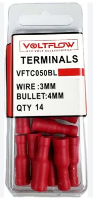 Male Bullet terminal red 4mm VoltFlow