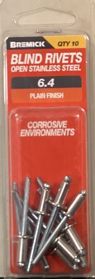 Rivets Stainless/Stainless 6.4 Pk10