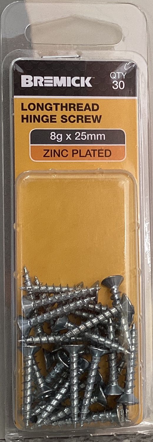 Timber screw 8gx25mm Pk30 Csk Zinc