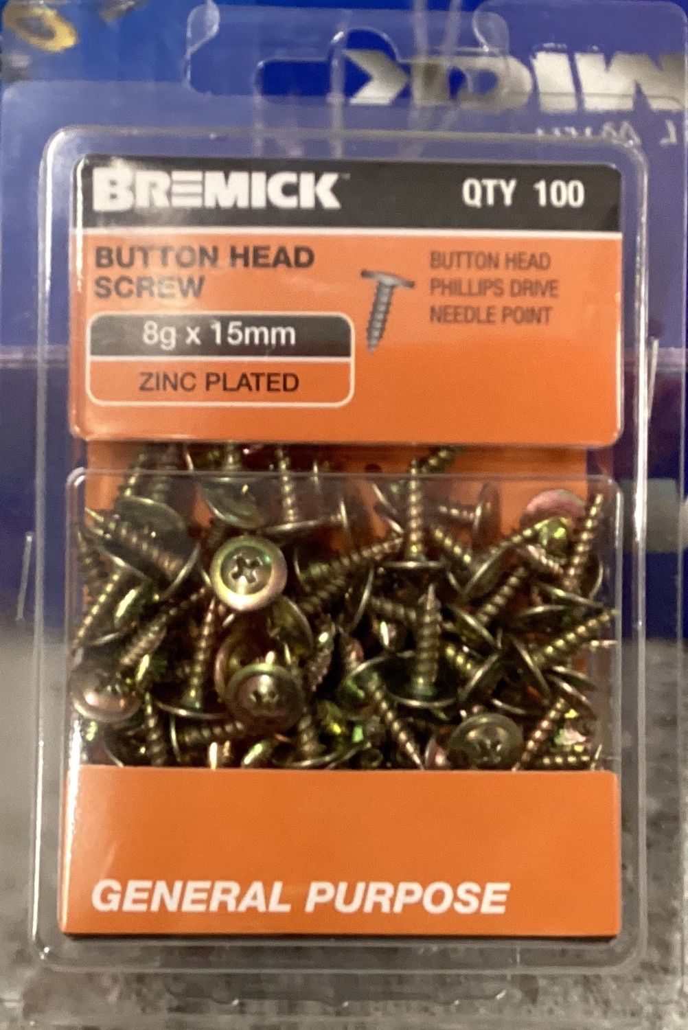 Timber screws 8gx15mm Pk100 B/Hd Zinc