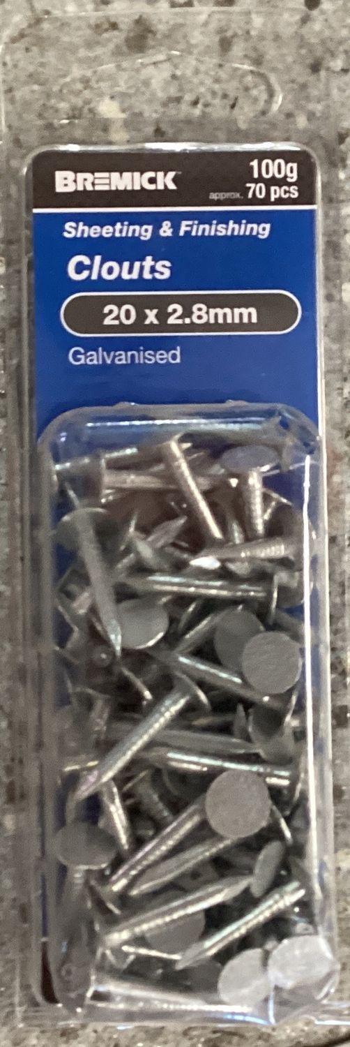 Nails Clout 20x2.8mm Pk70 Galv