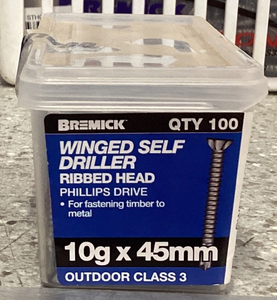 Tec screw 10gx45mm Pk100 CSK wing