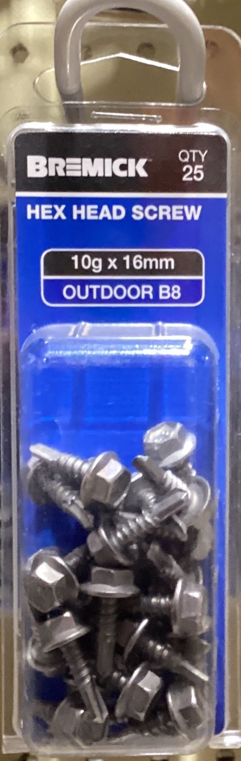 Tec screw 10gx16mm Pk25