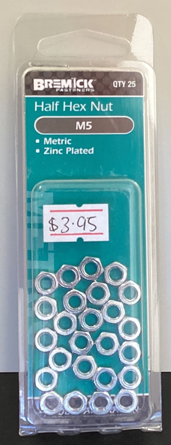 Nut hex metric 5mm pkt 25