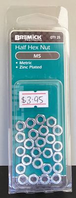 Nut hex metric 5mm pkt 25