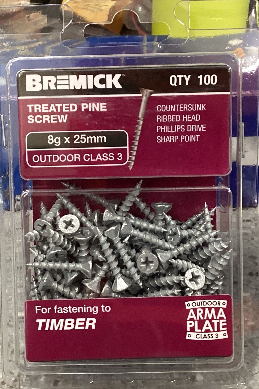 Treated Pine Screws 8g x 25mm pk100