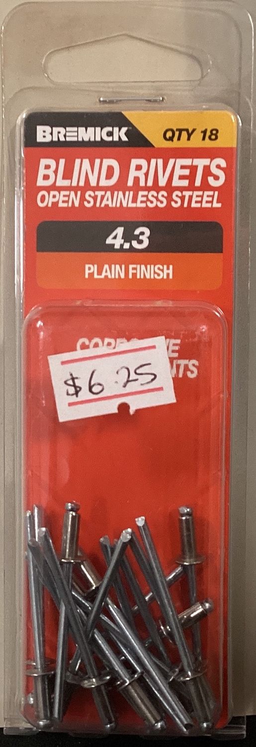 Rivets Stainless/Stainless 4.3 Pk18