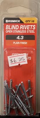 Rivets Stainless/Stainless 4.3 Pk18
