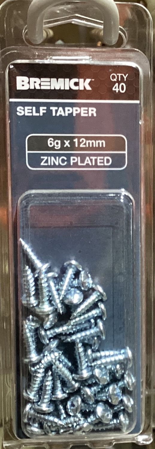 Self Tapper 6gx12mm Pk40 PanHd Zinc