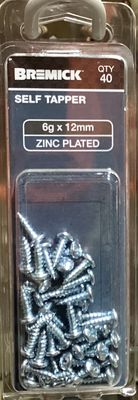 Self Tapper 6gx12mm Pk40 PanHd Zinc