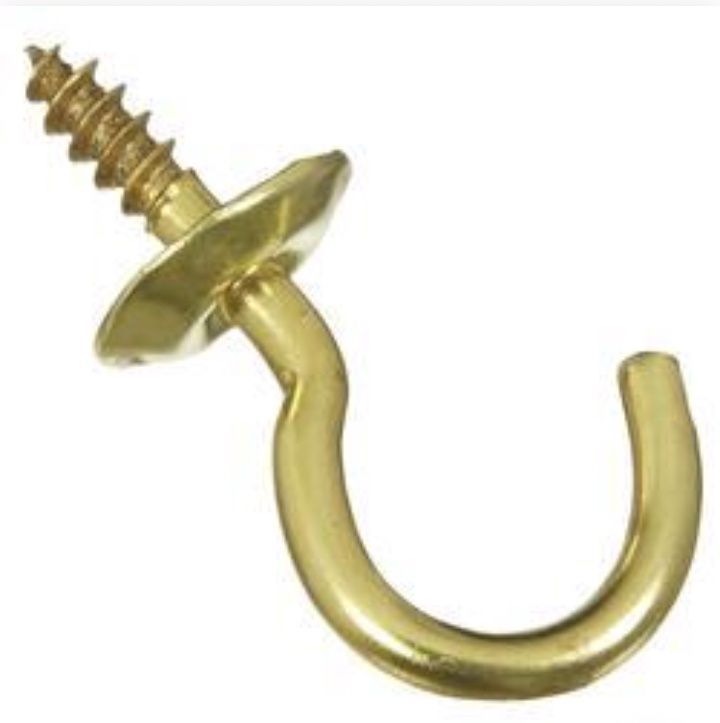 Cup hooks 20mm (or 19mm) brass 7pc