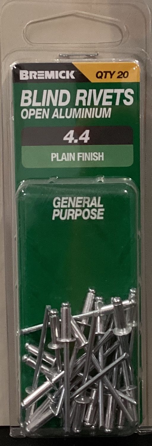 Rivets Alumin/Steel Open 4.4 pk20