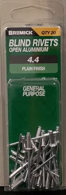 Rivets Alumin/Steel Open 4.4 pk20