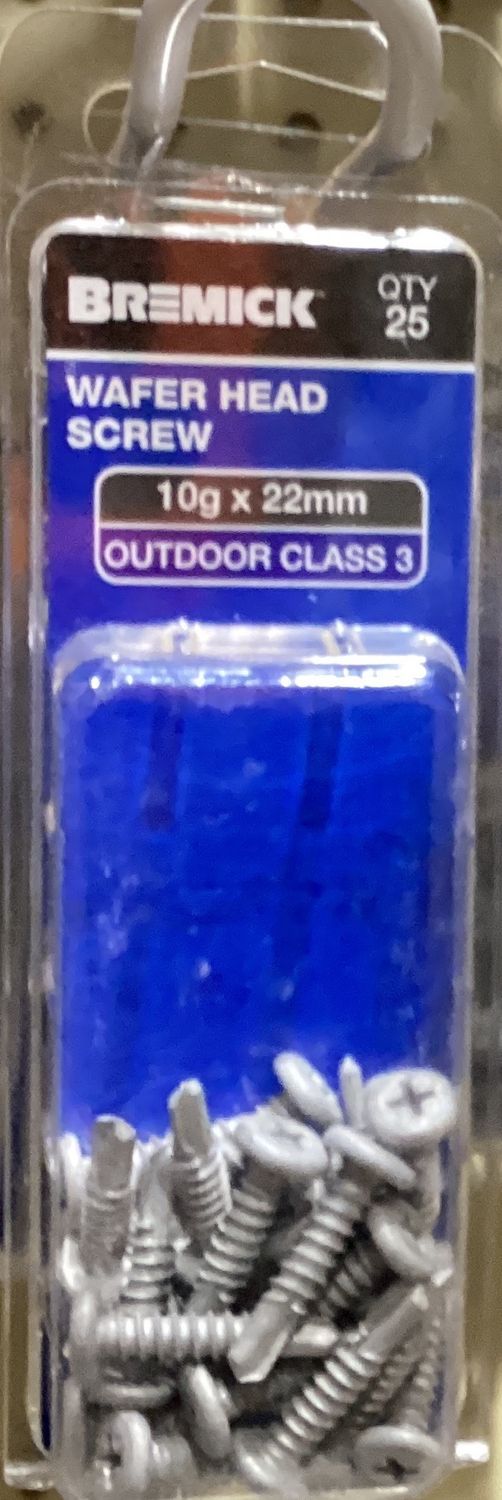 Metal screws 10gx22mm pk25 Wafer Galv