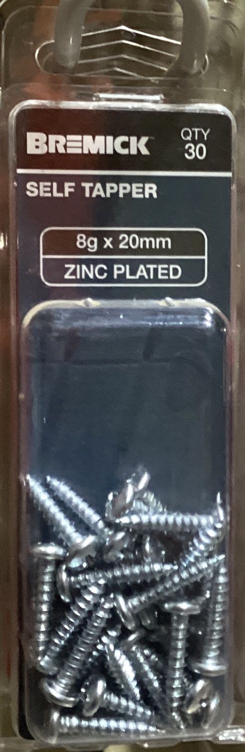 Self Tapper 8gx20mm Pk30 PanHd Zinc