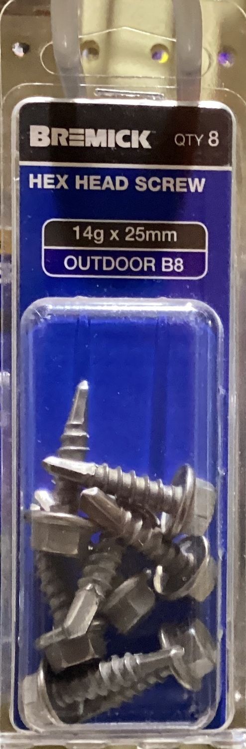 Tec screw 14gx25mm Pk8