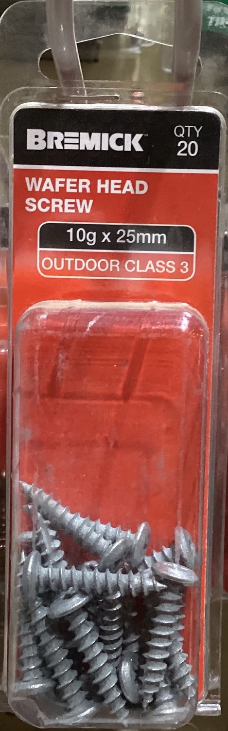 Timber screw 10gx25mm Pk20 Wafer Galv