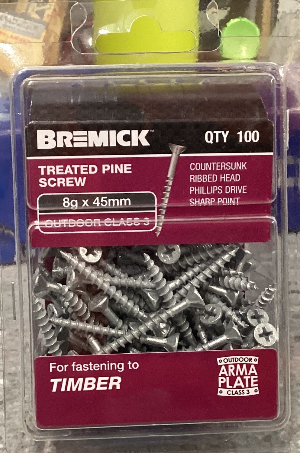 Treated Pine Screws 8g x 45mm pk100