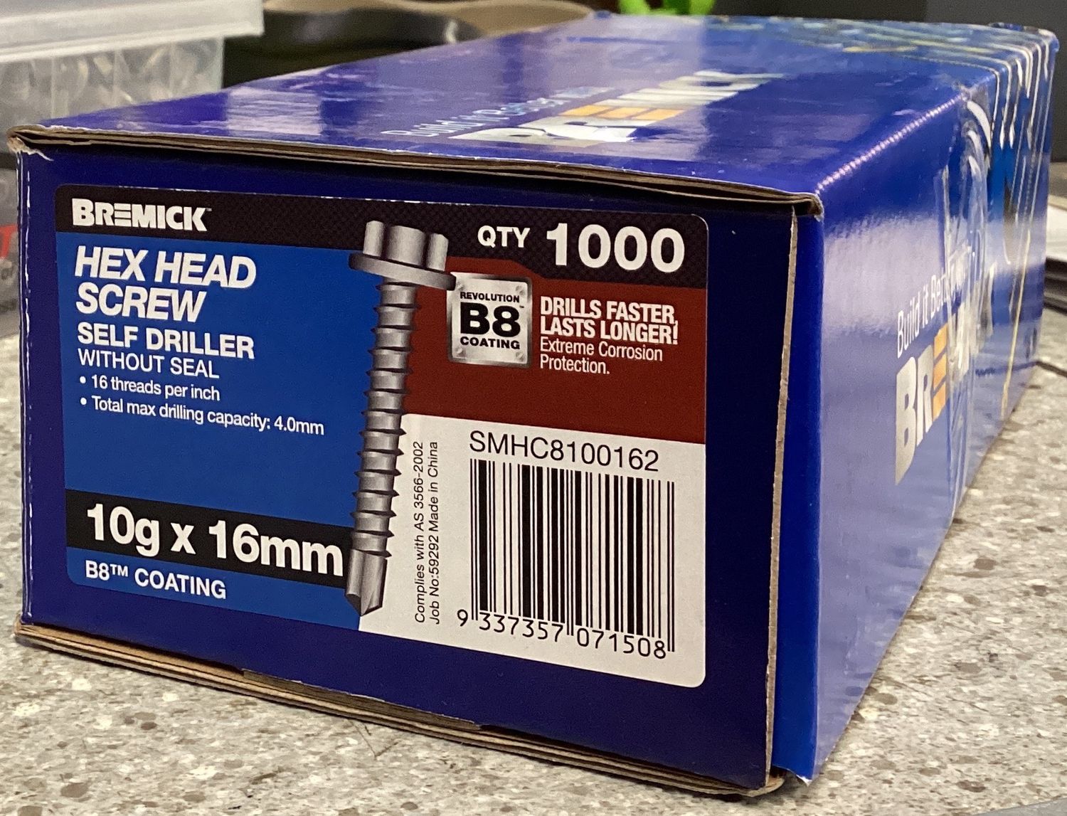 Tec screw 10gx16mm x1000 NO SEAL