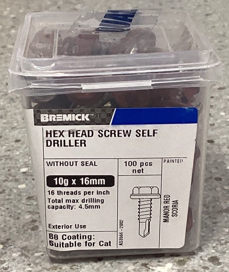 Tec screw 10gx16mm x100 Manor Red