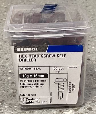 Tec screw 10gx16mm x100 Manor Red