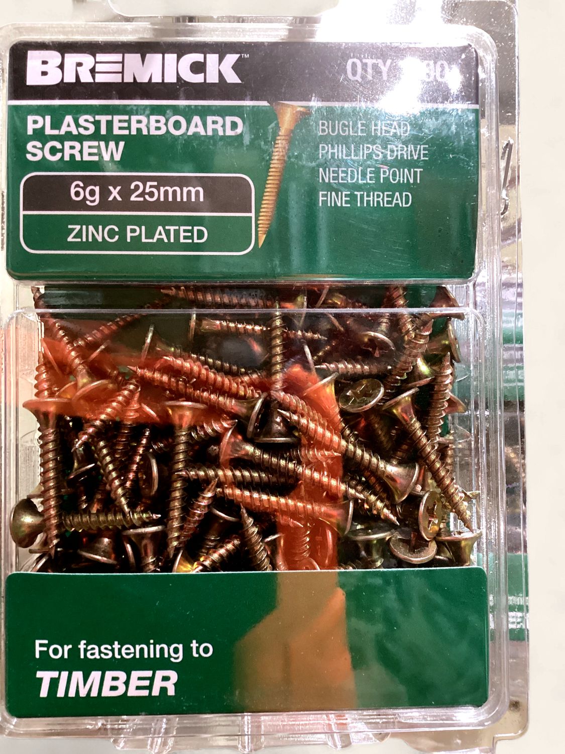 Plasterboard screws 6gx25mm Pk100