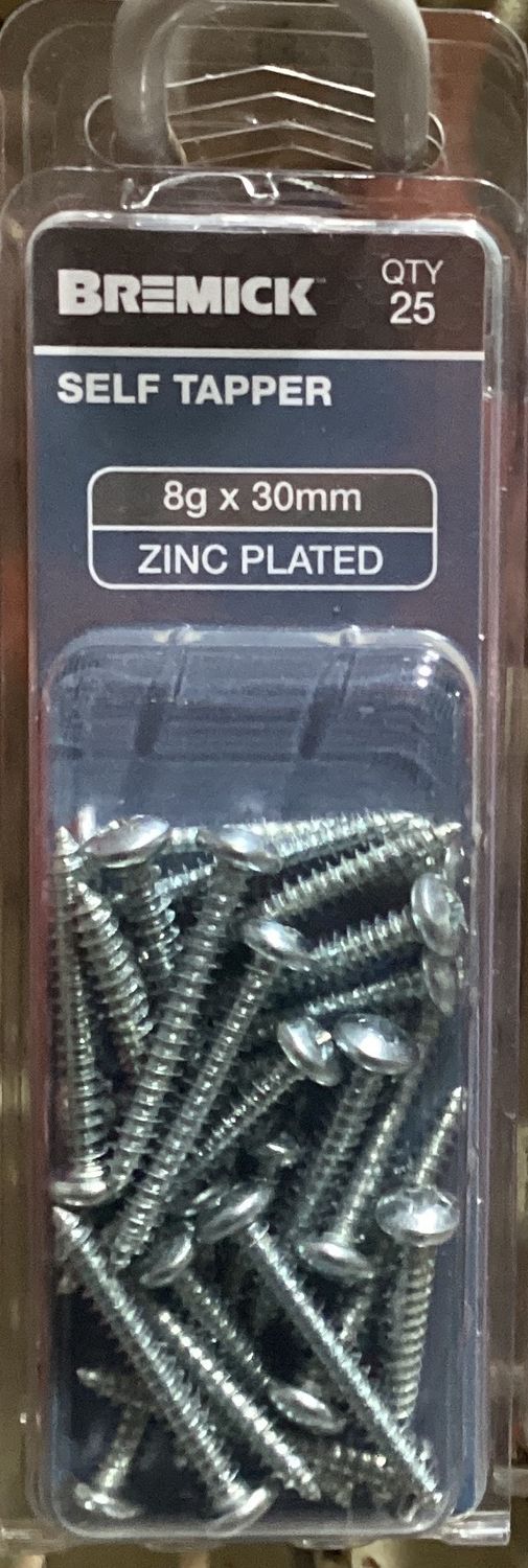 Self Tapper 8gx30mm Pk25 PanHd Zinc