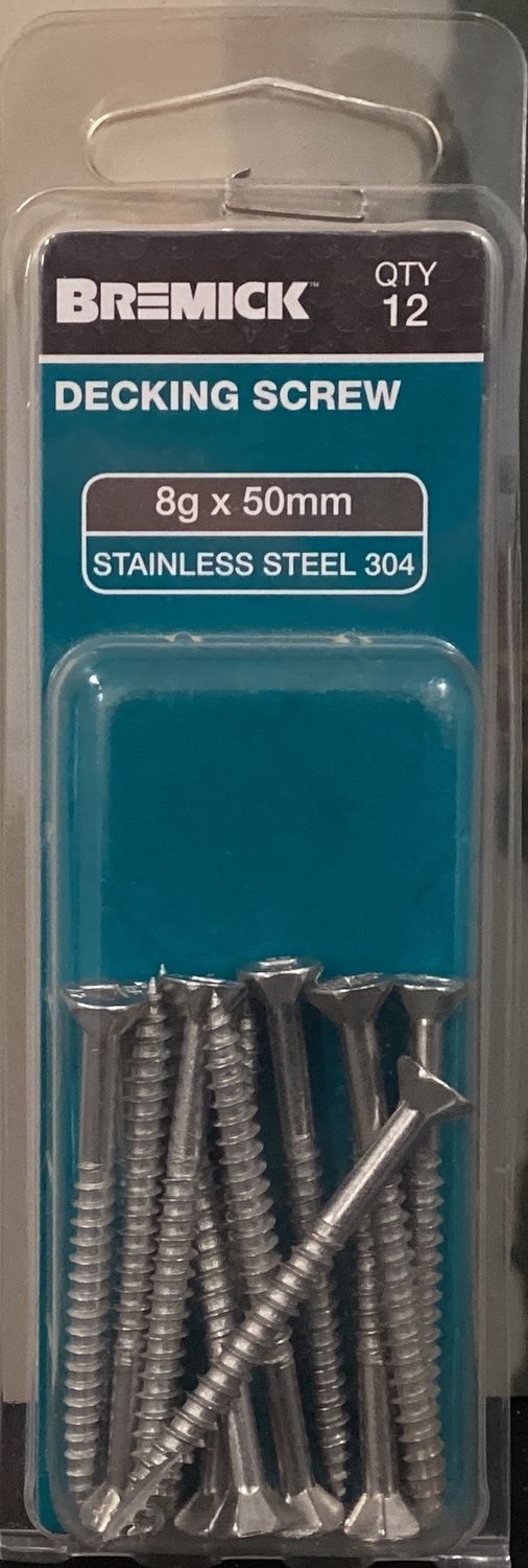 Tec screw T17 10gx50mm s/steel self drilling deck screw