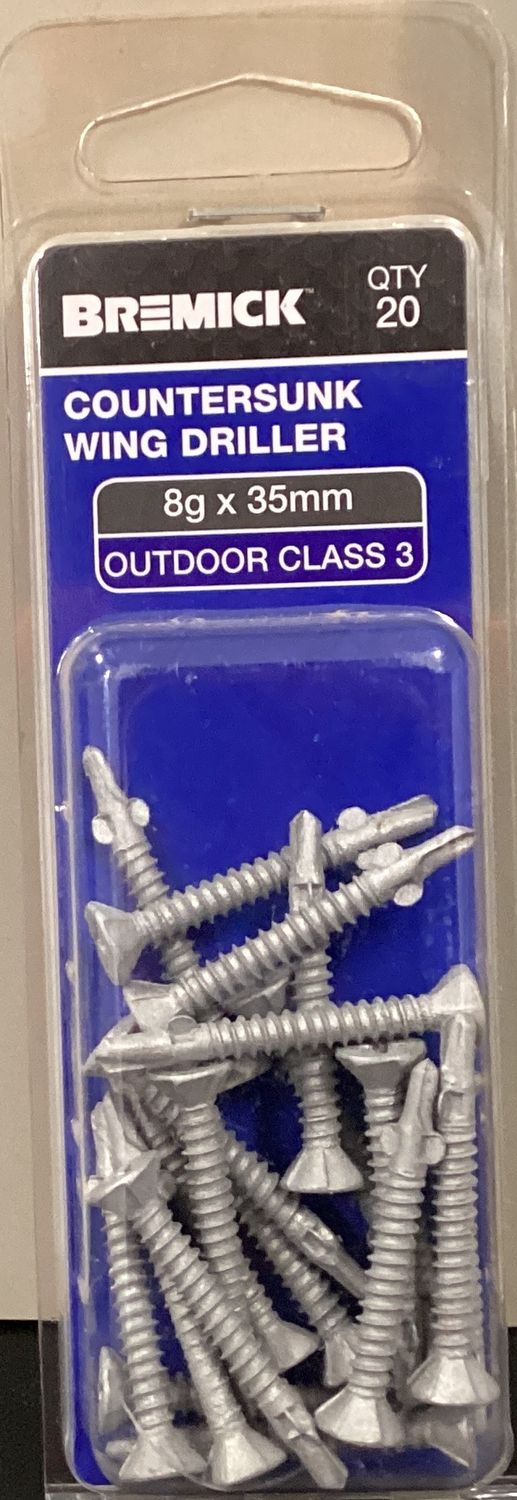 Metal screw 8gx35mmx20 Csk Rib Wing Galv