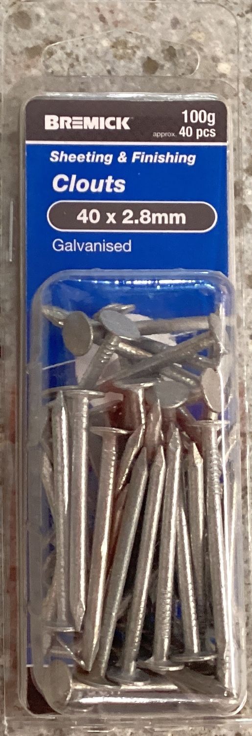 Nails Clout 40x2.8mm Pk40 Galv
