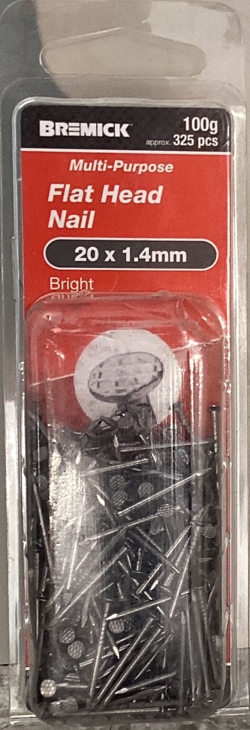 Nails Flat Hd 20x1.4mm Pk325 Brt