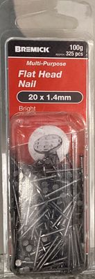 Nails Flat Hd 20x1.4mm Pk325 Brt