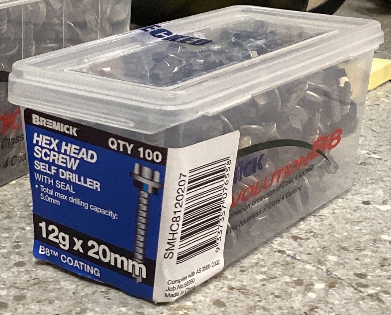 Tec screw12g x 20 with seal x 100