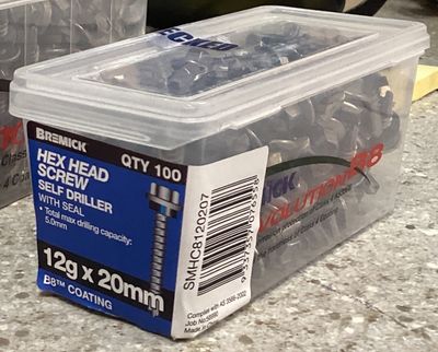 Tec screw12g x 20 with seal x 100
