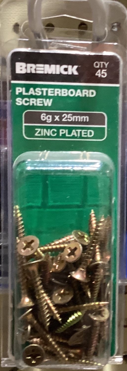 Plasterboard screw 6gx25mm x45 Zinc