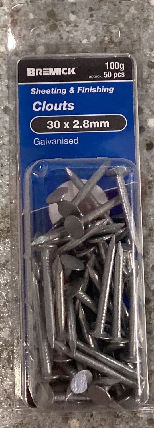 CLOUTS 30X2.8MM GALV PK60